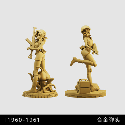 【合金弹头】菲奥 笠本 横版游戏1/64小人偶模型手办1:43微缩白模