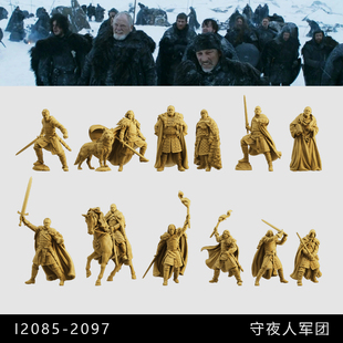 【权力的游戏】琼恩 守夜人军团 1/64小人偶模型手办1:43微缩白模