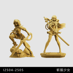 【斩服少女】缠流子 鬼龙院 日漫1/64小人偶模型手办1:43微缩白模