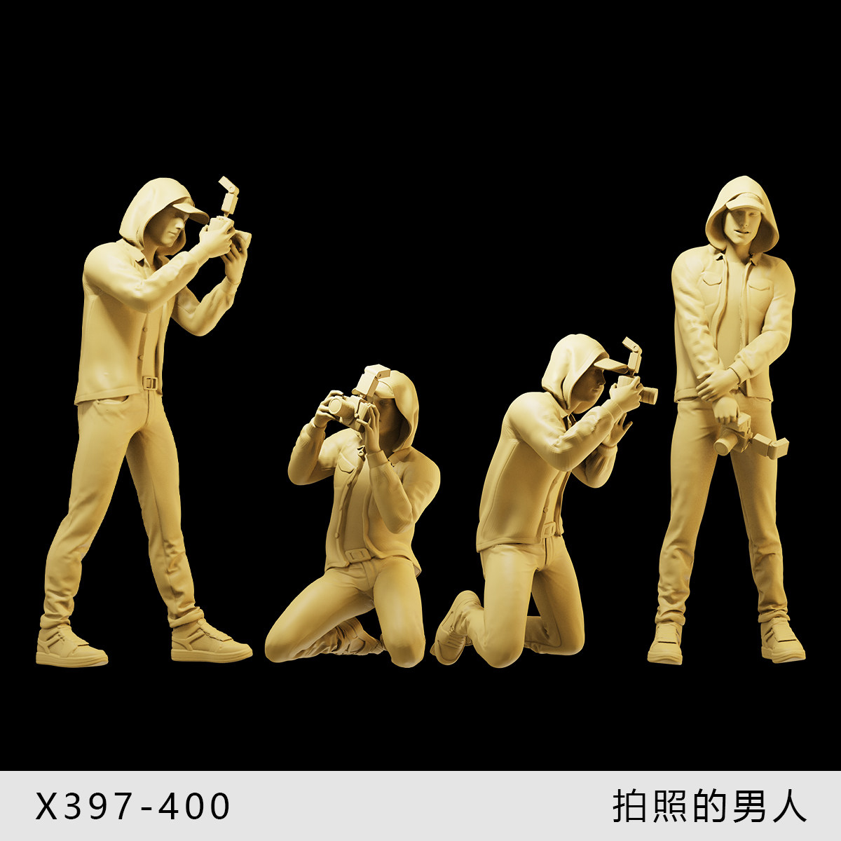 【摄影师】拿相机拍照的男人1/64车模小人偶模型手办1:43微缩白模