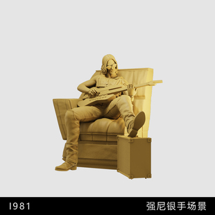 【赛博朋克2077】强尼银手 基努里维斯 1/64模型手办1比43白模