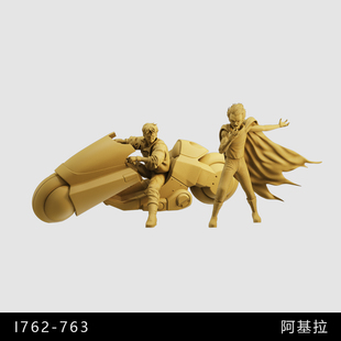 【阿基拉】金田 岛铁雄 赛博科幻 摩托车 1/64模型手办1比43白模