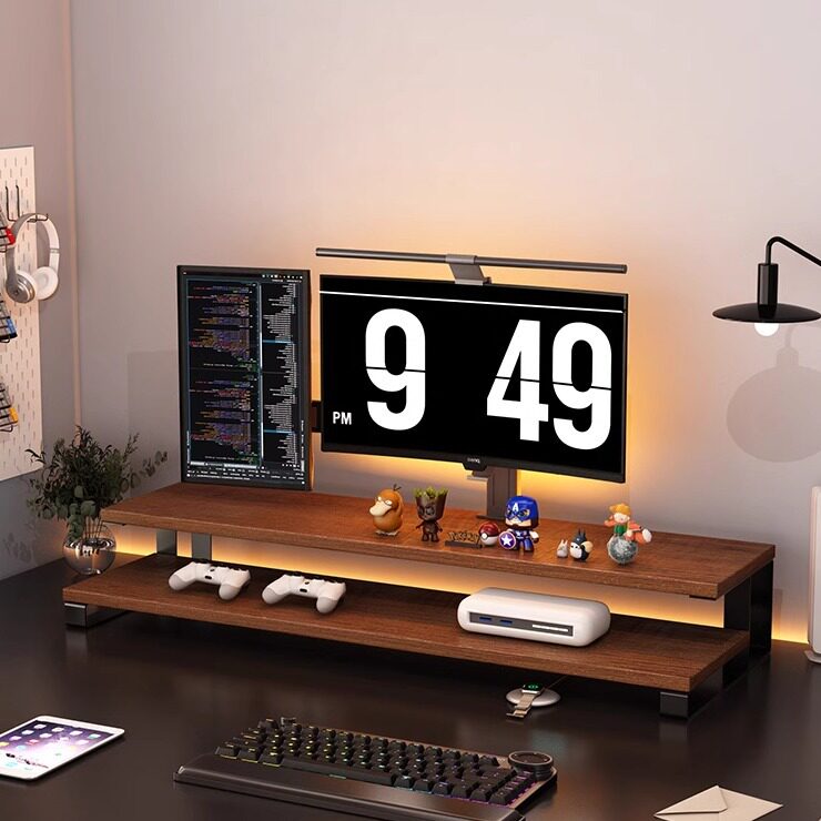 显示器增高架电脑桌面收纳置物架屏幕底座支撑架子加长笔记本支架