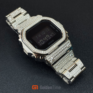 GoldenTime工作室定制改装5600小方块镶钻满天星银色潮流成品手表