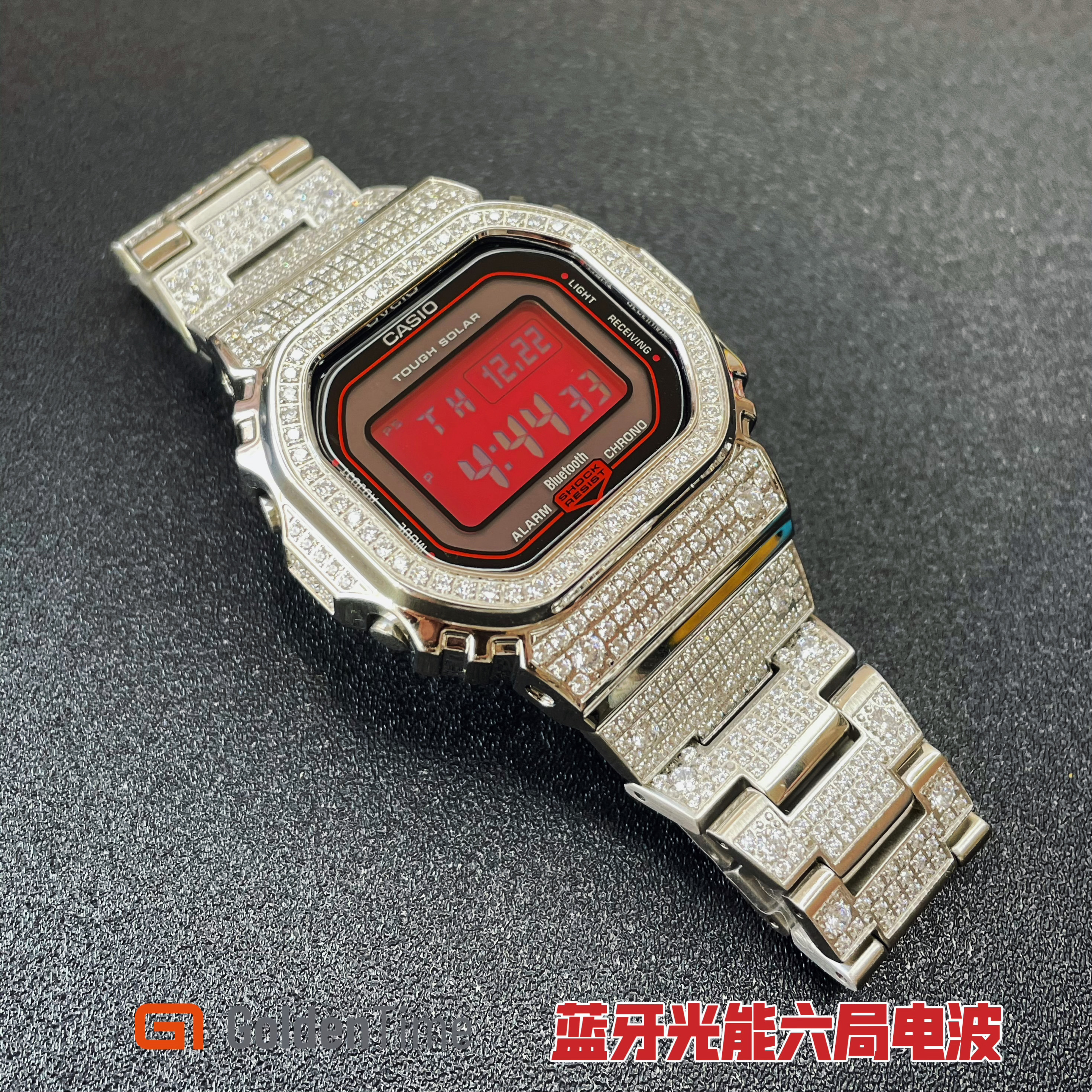 定制改装小方块太阳能手表男