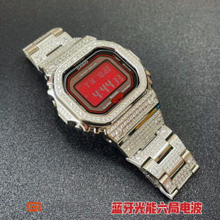 GoldenTime工作室定制改装小方块血鹤屏蓝牙六局电波太阳能手表男