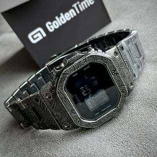 GoldenTime工作室定制佩斯利5600小方块腰果花改装复古手表男防水