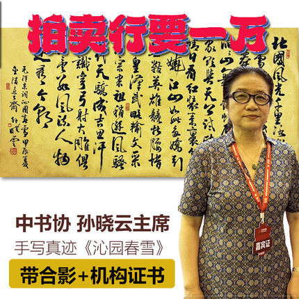 【带合影】中书协主席孙晓云手写书法真迹带权威机构证书沁园春雪