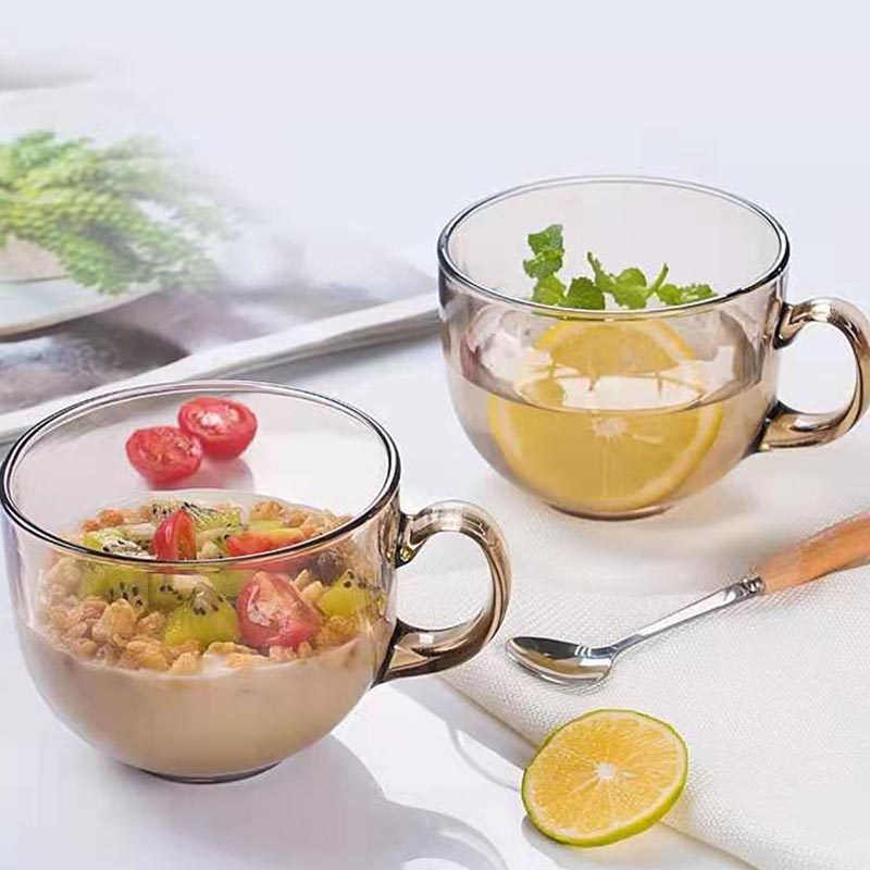 九天揽月茶色牛奶杯470ml*2只装 燕麦早餐杯子玻璃杯水杯咖啡杯