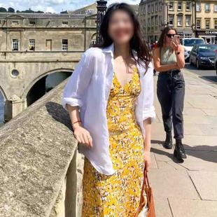 白色棉麻防晒衬衫女2025春夏新款宽松长袖海边度假亚麻衬衣女上衣