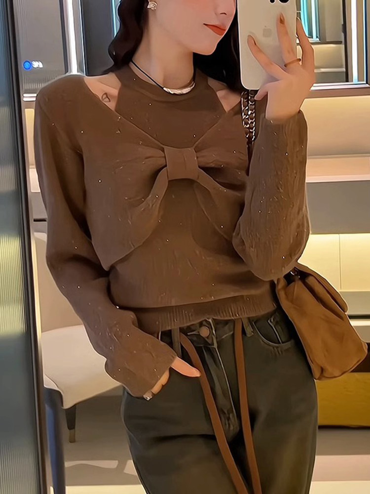 2025秋冬新款背心针织衫蝴蝶结毛衣女两件套气质高级感时尚套装潮,女装/女士精品,毛针织衫,淘宝优惠券,粉丝福利购,淘宝优惠卷