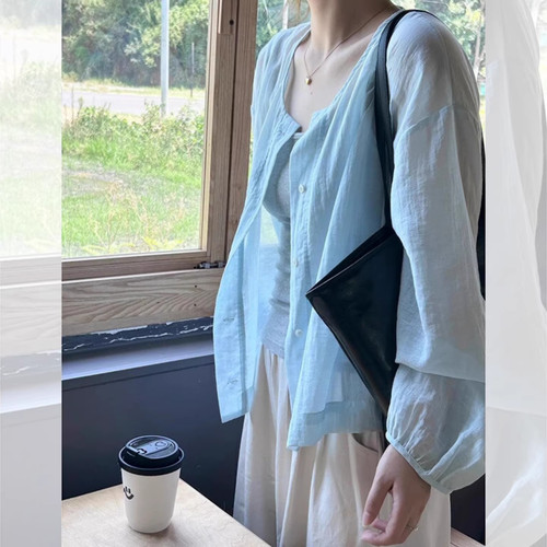 法式天丝防晒轻薄透气衬衫外套女