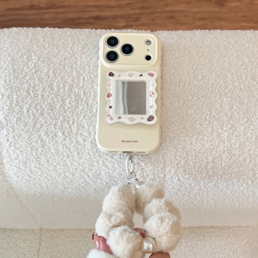 ins风法式宝石镜面支架适用苹果17promax手机壳iphone16pro新款15男女款14小众个性13全包软壳12防摔高级挂链