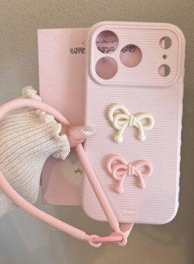 韩系ins风粉黄色蝴蝶结17适用17pro苹果17ProMax手机壳iPhone16闺蜜款14新款16Promax保护套13少女心11高颜值