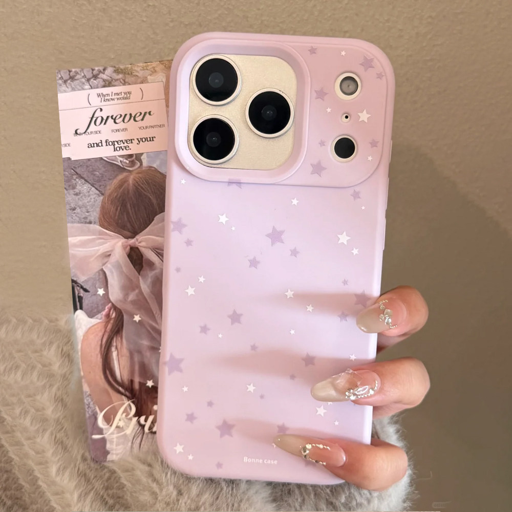 甜酷ins紫白色星星适用苹果17promax手机壳iphone16pro新款15女款14温柔少女心13日韩12全包11软壳磨砂17