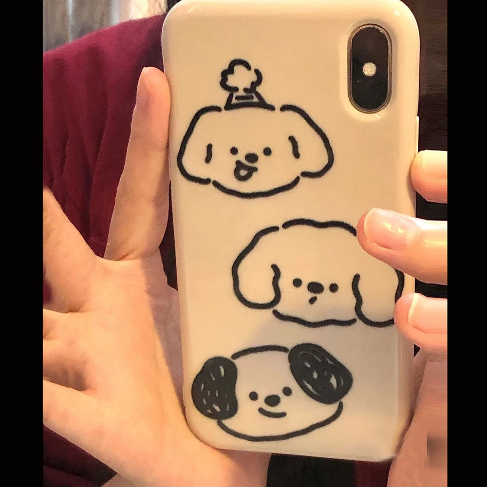 ins卡通线条修勾适用iPhone17手机壳苹果15promax新款16女12pro简约可爱14pm小红书同款xr软套14亮面套11