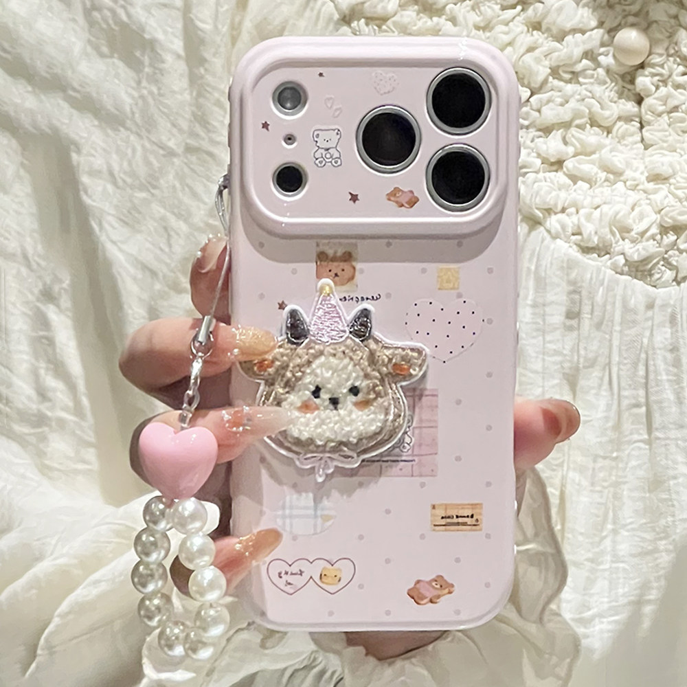 粉色贴纸风适用苹果17promax手机壳iphone16pro新款15女款14卡通创意少女心13防摔12软壳17保护套韩系挂件