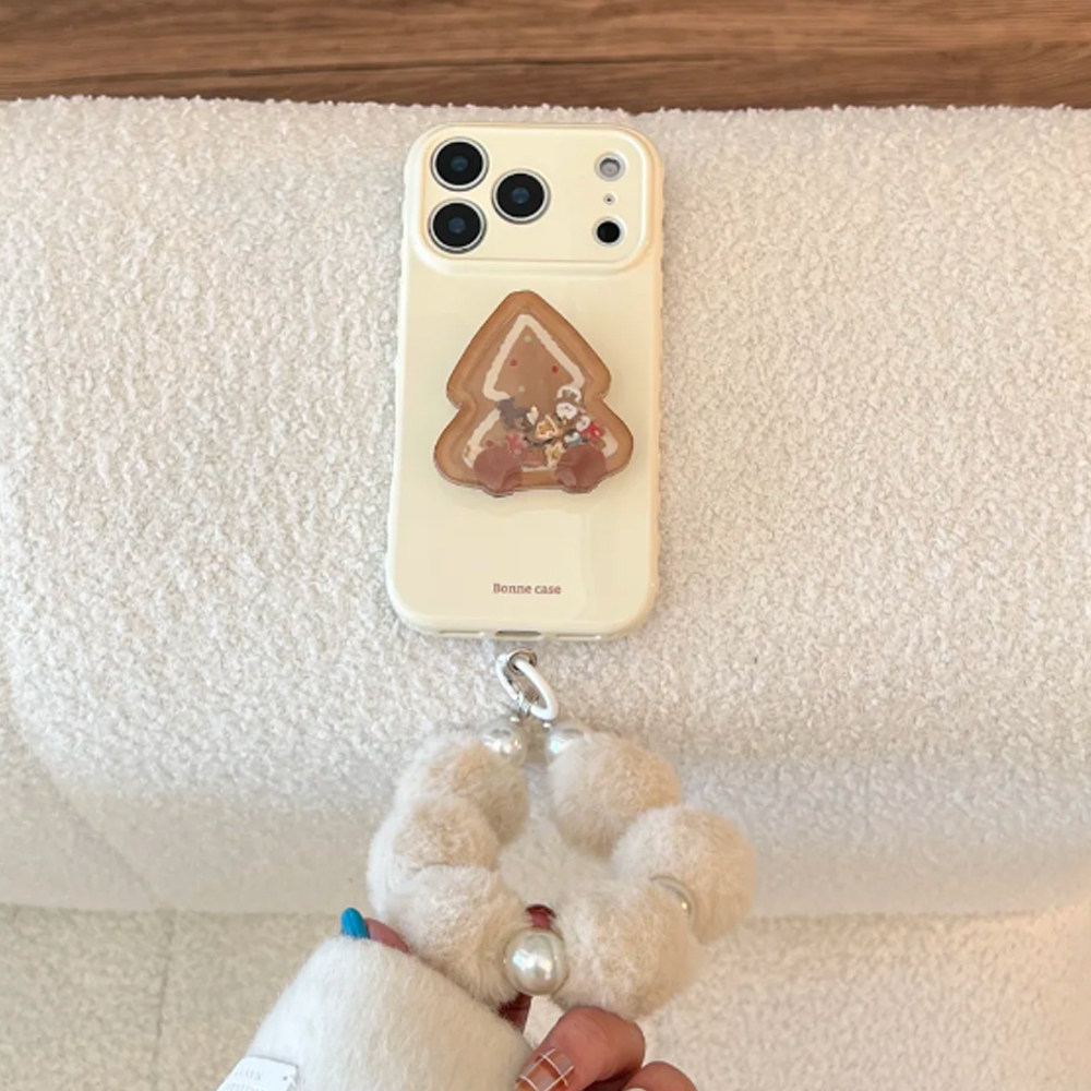 可爱圣诞姜饼人圣诞树摇摇乐支架适用苹果17promax手机壳iphone16pro新款15女款14小众ins风冬日13防摔12挂链