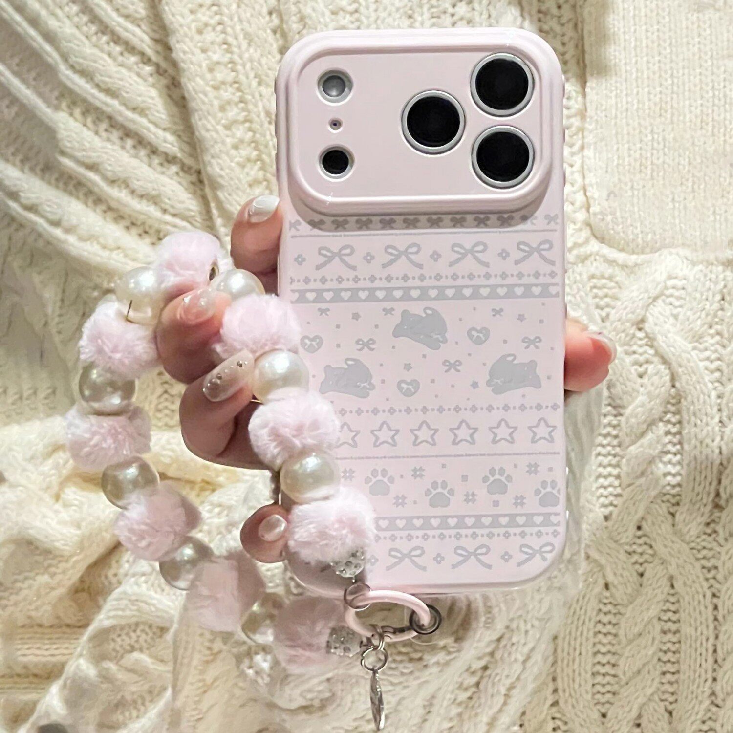 ins费尔岛小兔子17适用17pro苹果17ProMax手机壳iPhone16软14新款16Promax保护套13韩系闺蜜款15卡通11挂链