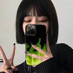 欧美潮牌绿色火焰适用iPhone13手机壳苹果15promax新款11潮12pro日韩风ins简约14pm硅胶16pro套xr软套14