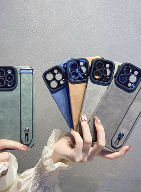 绿色绒皮适用苹果13手机壳iPhone12promax高端防汗11腕带x防指纹ip14por皮纹软硅胶8plus保护套7p防摔13pro壳