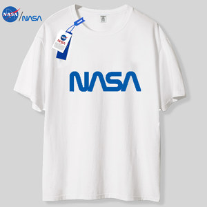 NASA正版授权联名款2022年夏季潮牌短袖男女纯棉情侣卡通圆领T恤