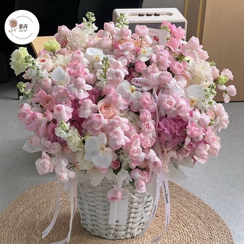 镜子花束插花篮子手工编织抱抱篮