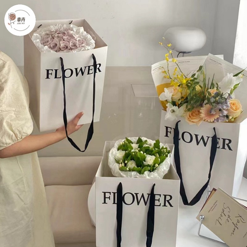 幸卉方形牛皮纸袋玫瑰花束手提袋礼品包装花束纸袋鲜花礼盒包装袋