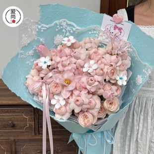 网红爆款蓝色手撕东巴纸仙子之吻花束鲜花包装纸艺术款包花纸资材