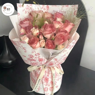 伯爵红茶包装纸复古印花鲜花日常款午后浮雕压纹纸花艺花束包装纸