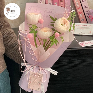 女神节康乃馨玫瑰花束包装纸单支小花束绑带包花纸花束花店资材