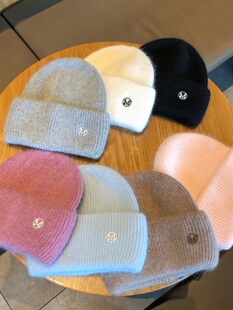 m标兔毛毛线帽女子女款2026新款秋冬韩版百搭加厚保暖护耳针织帽