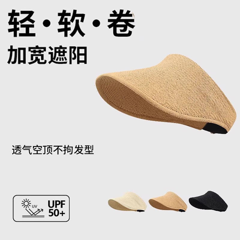 空顶防晒帽遮阳帽仿草编大帽檐