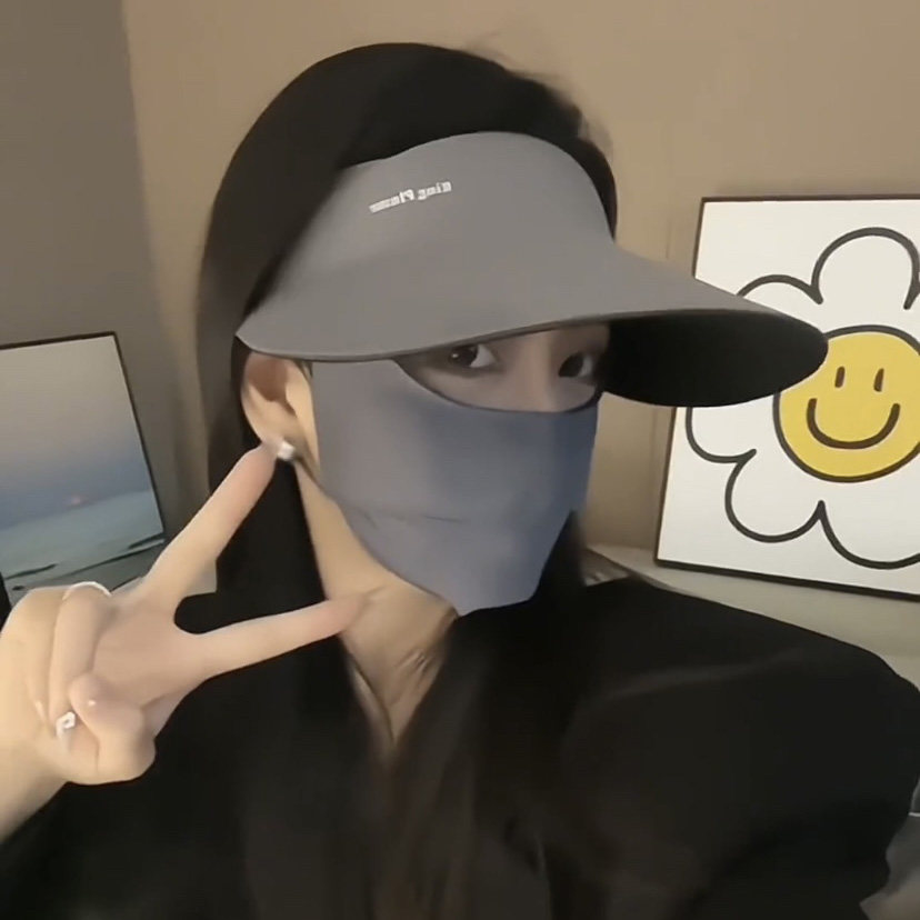 无痕式防晒帽帽子女款2026新款爆款大头围深灰色空顶遮阳帽太阳帽