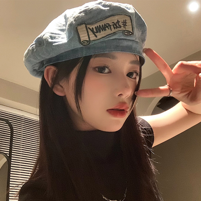 逛街贝雷帽女贴布韩版春夏季