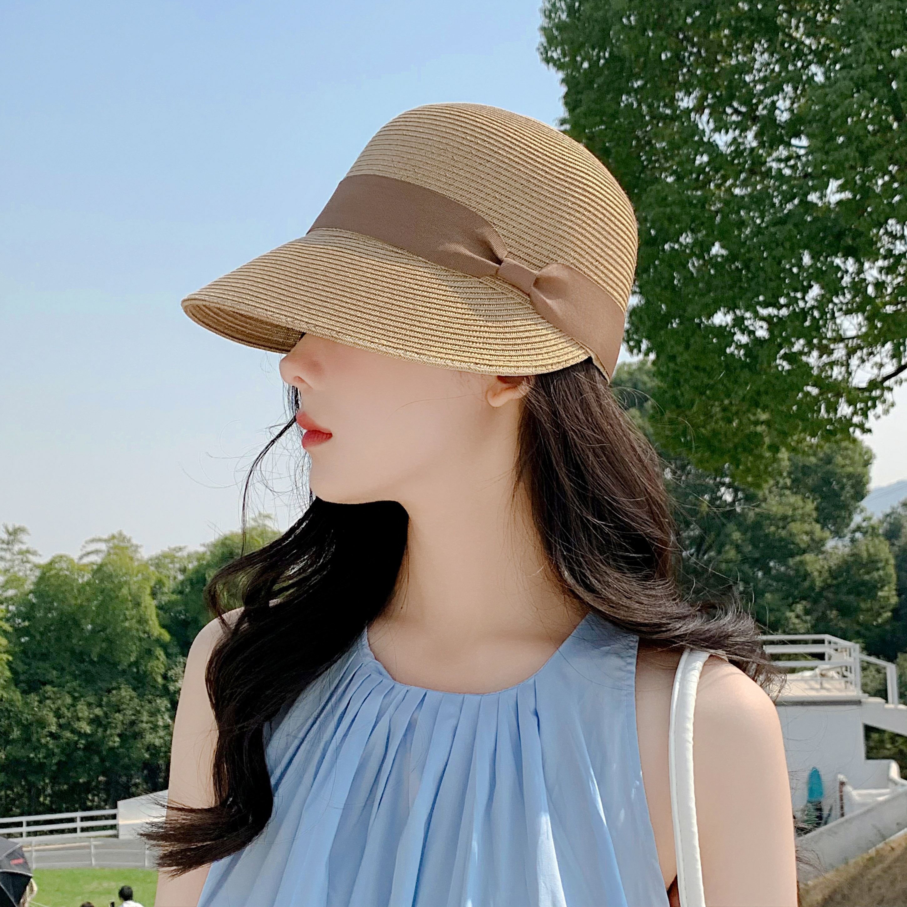 马术帽女草编遮阳防晒韩版夏季