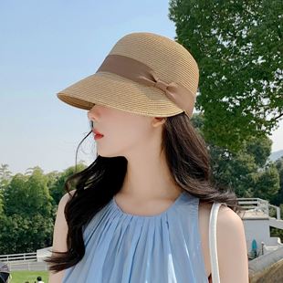 韩版草编鸭舌帽子女款2023新款夏季遮阳防晒百搭马术帽休闲太阳帽