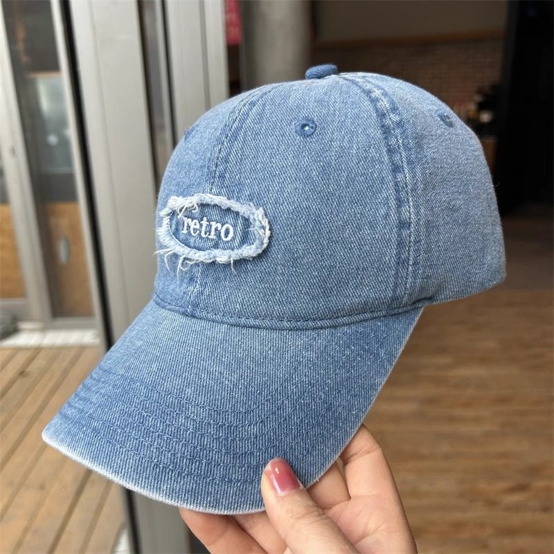 韩版春夏水洗牛仔棒球帽子女百搭软顶鸭舌帽男潮情侣显脸小遮阳帽