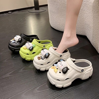 outdoor slippers slides sandals shoes footwear松糕底洞洞鞋