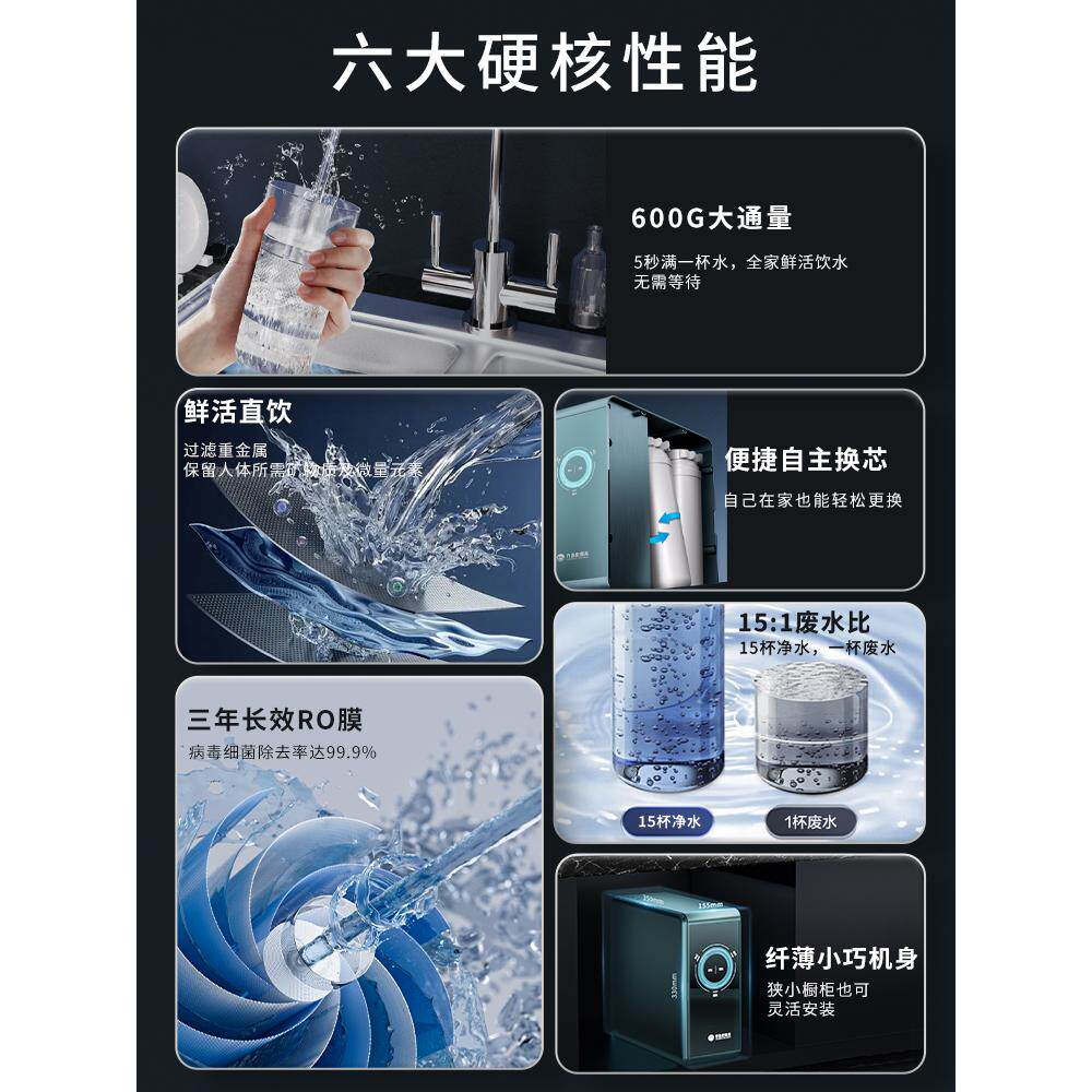 海蓝星净水器纯水机厨房直饮机反渗透RO无桶纯净双出水