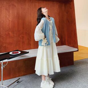法式超好看针织马甲连衣裙套装女2025春小个子甜美减龄长裙两件套