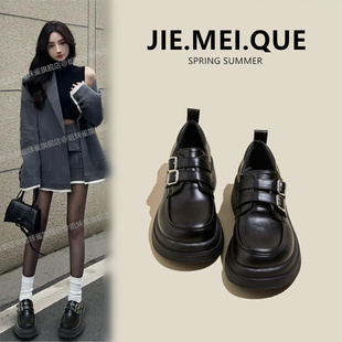 小皮鞋女款英伦风2024新款秋冬加绒jk配裙子乐福鞋百搭厚底女鞋子