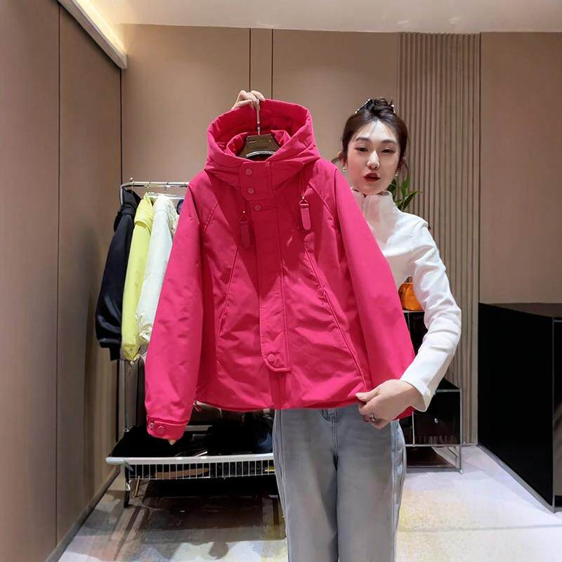 2025新款早春加棉冲锋衣外套女短款夹棉上衣春秋女装薄棉夹克时尚