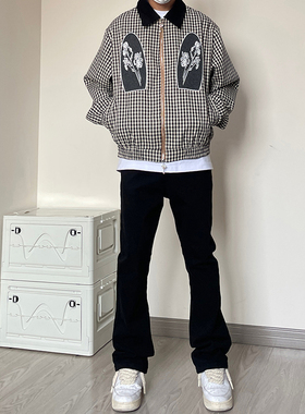 qtstudio微喇黑色牛仔裤男cleanfit直筒修身美式高街大码裤子秋季