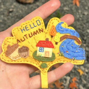小红书同款Hello  Autumn秋日不织布银杏叶手工装饰挂件手作礼物
