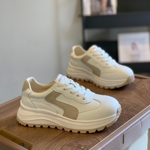 百搭百搭轻便显脚小休闲系带厚底阿甘鞋 女2025新款 拼色老爹鞋 时尚