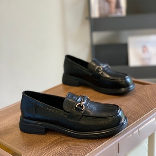 百搭舒适学院风休闲单鞋 软底松糕厚底浅口一脚蹬乐福鞋 女2025新款