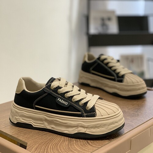 显脚小复古轻便厚底休闲百搭板鞋