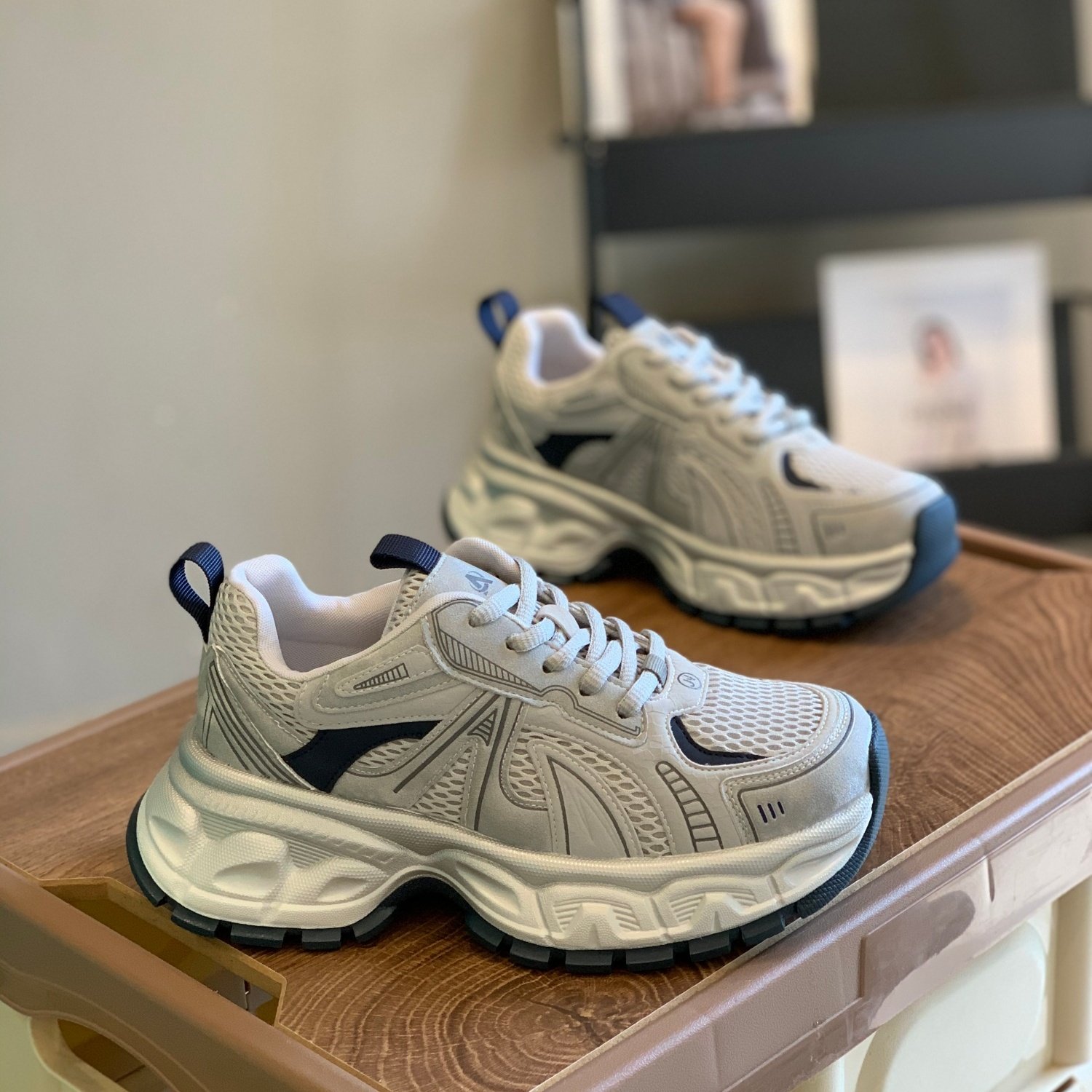 厚底增高显腿长老爹鞋女2026春季新款百搭时尚炸街拼接网面休闲鞋,女鞋,老爹鞋,淘宝优惠券,粉丝福利购,淘宝优惠卷