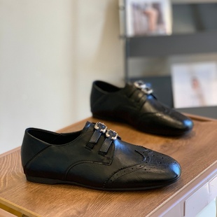 百搭低跟软底踩脚两穿乐福鞋 复古雕花时尚 新款 女2026春季 方头单鞋